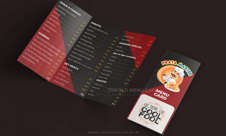 prata master brochure design, singapore brochure design printing, mouth restaurant menu, menu card design, restaurant menu card design