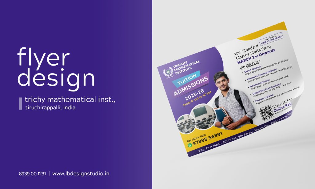 school flyer design, admission open flyer, admission flyer design, flyer design trichy, tmi trichy, education flyer design, a4 landscape flyer design, horizontal flyer design